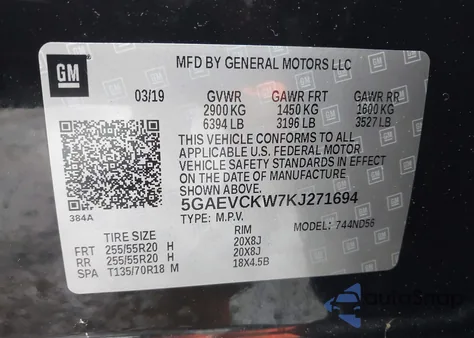 2019 Buick Enclave Avenir z USA, uszkodzony, nr VIN 5GAEVCKW7KJ271694